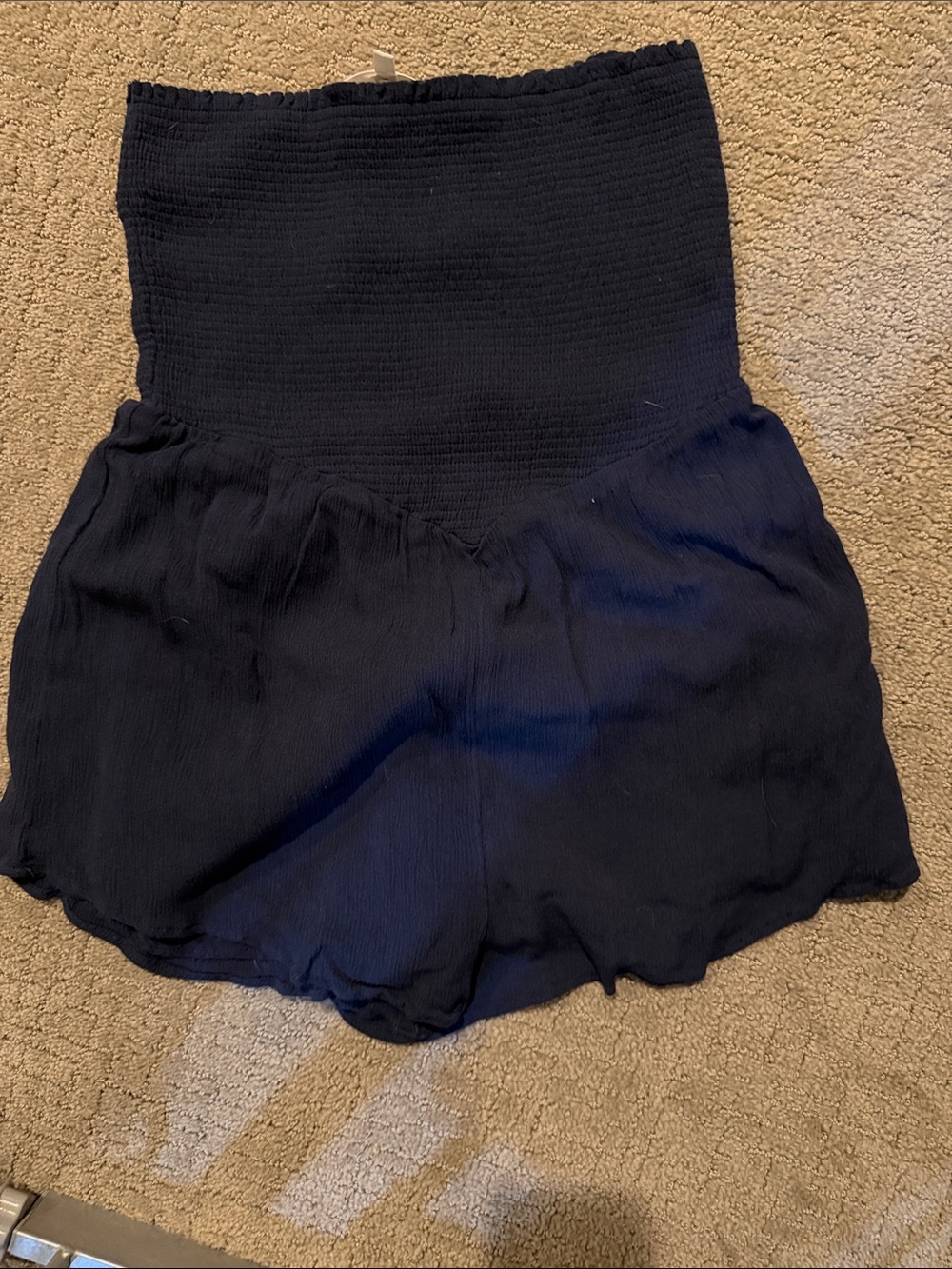 Navy BlueSmocked Waist Women’s Romper